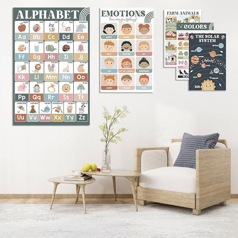 18 Educational Posters for Preschoolers,Kindergarten Learning Poster Charts,Kindergarten Classroom Must Haves Wall Decor,Preschool Posters ABC Alphabet,Shapes, Days of the Week - Image 5